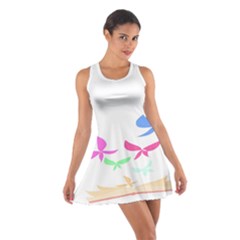 Colorful Butterfly Blue Red Pink Brown Fly Leaf Animals Cotton Racerback Dress