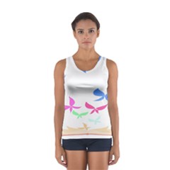 Colorful Butterfly Blue Red Pink Brown Fly Leaf Animals Women s Sport Tank Top 
