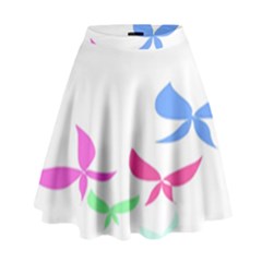 Colorful Butterfly Blue Red Pink Brown Fly Leaf Animals High Waist Skirt