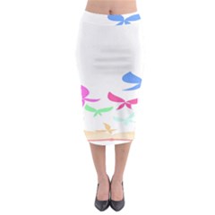 Colorful Butterfly Blue Red Pink Brown Fly Leaf Animals Midi Pencil Skirt