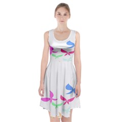 Colorful Butterfly Blue Red Pink Brown Fly Leaf Animals Racerback Midi Dress