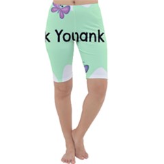 Colorful Butterfly Thank You Animals Fly White Green Cropped Leggings  by Alisyart