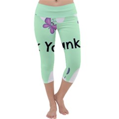 Colorful Butterfly Thank You Animals Fly White Green Capri Yoga Leggings by Alisyart