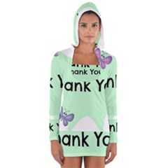 Colorful Butterfly Thank You Animals Fly White Green Women s Long Sleeve Hooded T-shirt