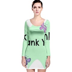 Colorful Butterfly Thank You Animals Fly White Green Long Sleeve Velvet Bodycon Dress