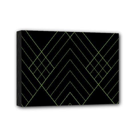 Diamond Green Triangle Line Black Chevron Wave Mini Canvas 7  X 5 