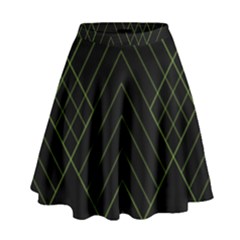 Diamond Green Triangle Line Black Chevron Wave High Waist Skirt