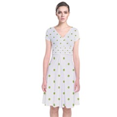 Green Spot Jpeg Short Sleeve Front Wrap Dress by Alisyart