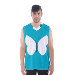 Little Butterfly Illustrations Animals Blue White Fly Men s Basketball Tank Top