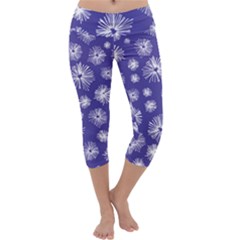 Aztec Lilac Love Lies Flower Blue Capri Yoga Leggings