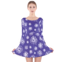 Aztec Lilac Love Lies Flower Blue Long Sleeve Velvet Skater Dress by Alisyart