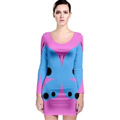 Pink Blue Butterfly Animals Fly Long Sleeve Bodycon Dress by Alisyart