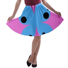 Pink Blue Butterfly Animals Fly A-line Skater Skirt by Alisyart