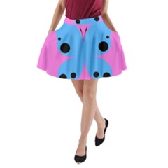 Pink Blue Butterfly Animals Fly A-line Pocket Skirt