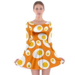 Orange Circle Egg Long Sleeve Skater Dress