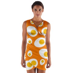 Orange Circle Egg Wrap Front Bodycon Dress