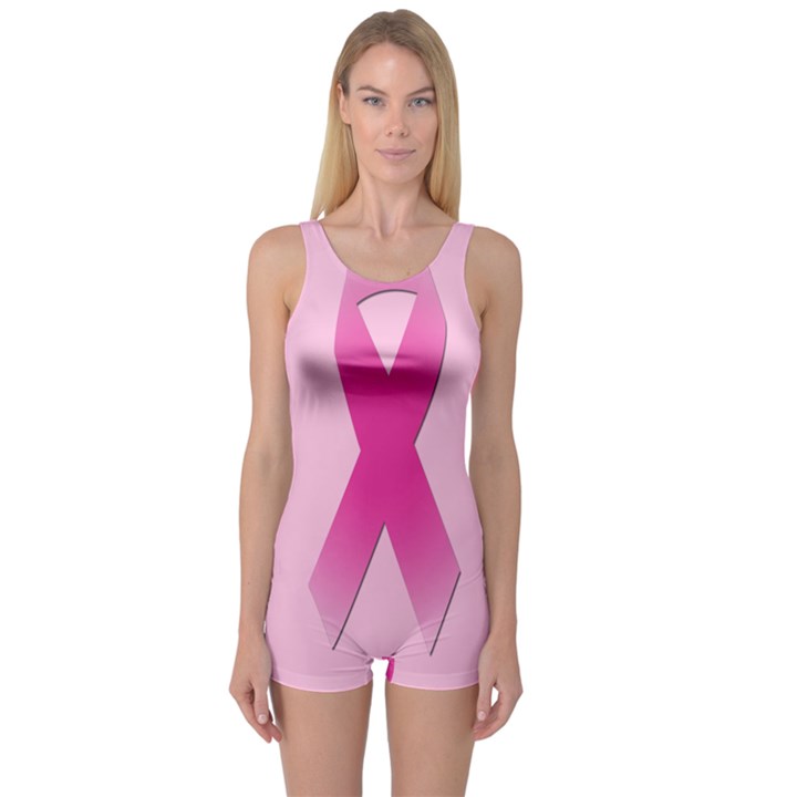 Pink Breast Cancer Symptoms Sign One Piece Boyleg Swimsuit