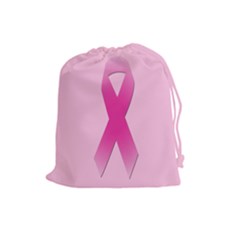 Pink Breast Cancer Symptoms Sign Drawstring Pouches (Large) 