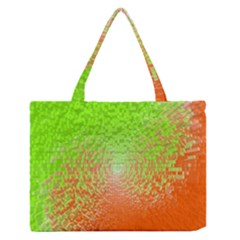 Plaid Green Orange White Circle Medium Zipper Tote Bag by Alisyart