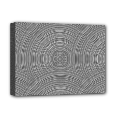 Circular Brushed Metal Bump Grey Deluxe Canvas 16  X 12  