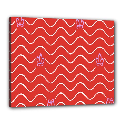 Springtime Wave Red Floral Flower Canvas 20  X 16 