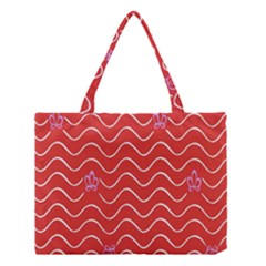 Springtime Wave Red Floral Flower Medium Tote Bag