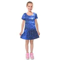 Blue Sequins Kids  Short Sleeve Velvet Dress by boho