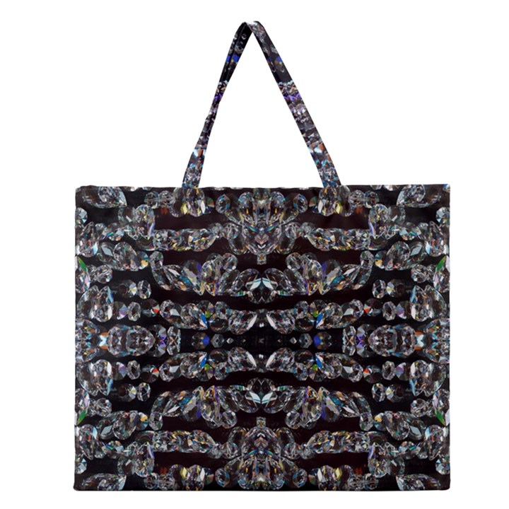 Black Diamonds Zipper Large Tote Bag