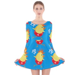 Easter Chick Long Sleeve Velvet Skater Dress