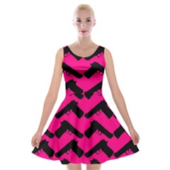 Pink Gun Velvet Skater Dress