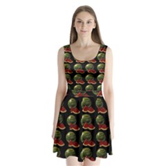 Black Watermelon Split Back Mini Dress  by boho