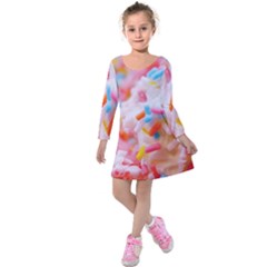 Birthday Cake Kids  Long Sleeve Velvet Dress by boho