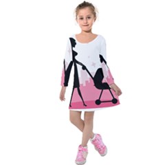 Milf Kids  Long Sleeve Velvet Dress