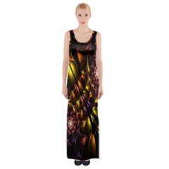 Art Design Image Oily Spirals Texture Maxi Thigh Split Dress by Simbadda