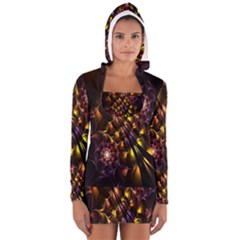 Art Design Image Oily Spirals Texture Women s Long Sleeve Hooded T-shirt by Simbadda