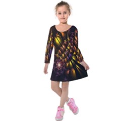 Art Design Image Oily Spirals Texture Kids  Long Sleeve Velvet Dress by Simbadda