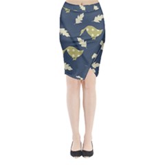 Duck Tech Repeat Midi Wrap Pencil Skirt by Simbadda