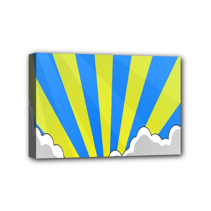 Sunlight Clouds Blue Sky Yellow White Mini Canvas 6  x 4 