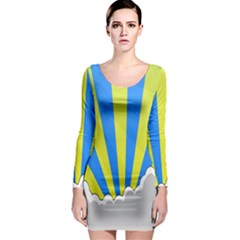 Sunlight Clouds Blue Sky Yellow White Long Sleeve Bodycon Dress