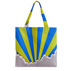 Sunlight Clouds Blue Sky Yellow White Zipper Grocery Tote Bag