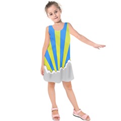 Sunlight Clouds Blue Sky Yellow White Kids  Sleeveless Dress