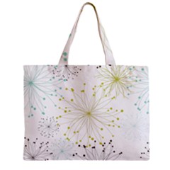 Retro Floral Flower Seamless Gold Blue Brown Zipper Mini Tote Bag