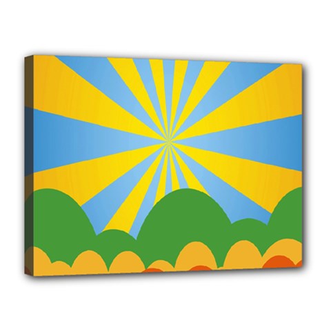 Sunlight Clouds Blue Yellow Green Orange White Sky Canvas 16  X 12  by Alisyart