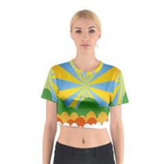 Sunlight Clouds Blue Yellow Green Orange White Sky Cotton Crop Top