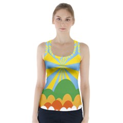 Sunlight Clouds Blue Yellow Green Orange White Sky Racer Back Sports Top