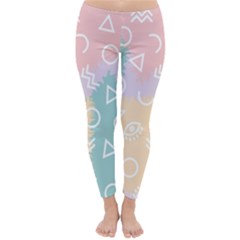 Triangle Circle Wave Eye Rainbow Orange Pink Blue Sign Classic Winter Leggings