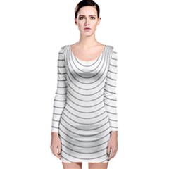 Wave Black White Line Long Sleeve Bodycon Dress