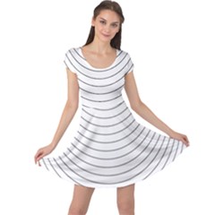 Wave Black White Line Cap Sleeve Dresses