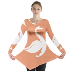 Swan Girl Face Hair Face Orange White Long Sleeve Tunic 