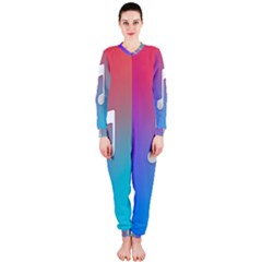 Tunes Sign Orange Purple Blue White Music Notes Onepiece Jumpsuit (ladies)  by Alisyart